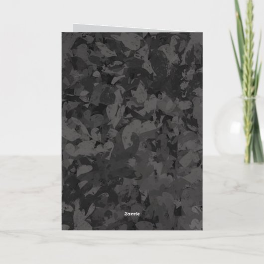 ブラックとグレーの抽象的なグラフィックアートデザイン カード (裏面)