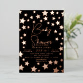 ブラックとコッパーの星のベビーシャワー招待状 sip & see 箔招待状 (立ち正面)