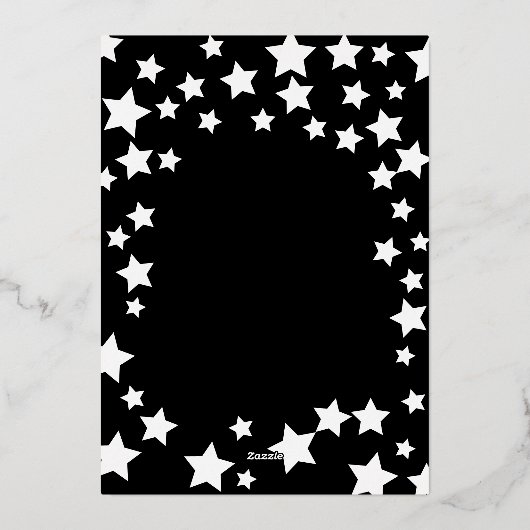 ブラックとコッパーの星のベビーシャワー招待状 sip & see 箔招待状 (裏面)