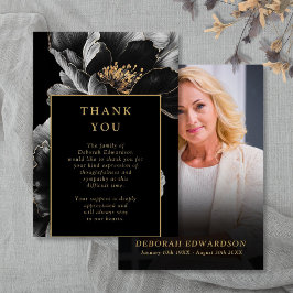 ブラックとゴールドのお別れのセレブレーション 葬儀の写真 サンキューカード
