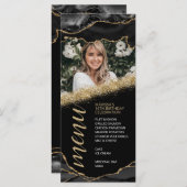 ブラックとゴールドのアゲート写真メニューカード メニュー (正面/裏面)