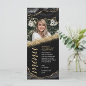 ブラックとゴールドのアゲート写真メニューカード メニュー (スタンド正面)