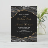 ブラックとゴールドのアゲート大理石の招待状 招待状 (スタンド正面)