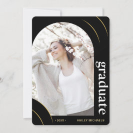 ブラックとゴールドのアーチ写真 卒業パーティー 招待状