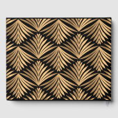 ブラックとゴールドのアートデコ フローラル ガツビー ウェディング ゲストブック (裏面)