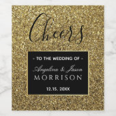 ブラックとゴールドのウェディングギフト ワインラベル (シングルラベル)