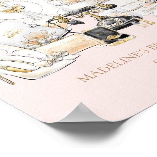 ブラックとゴールドのウェディングシャワー歓迎サイン ポスター (角)