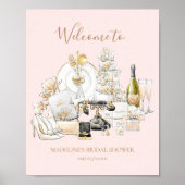 ブラックとゴールドのウェディングシャワー歓迎サイン ポスター (正面)