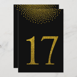 ブラックとゴールドのウェディングパーティ テーブル番号 招待状