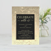 ブラックとゴールドのウェディング レセプション 招待状 (スタンド正面)