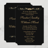 ブラックとゴールドのウェディング 招待状 (正面/裏面)