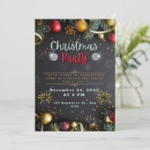 ブラックとゴールドのエレガントなクリスマスパーティー招待状 シーズンカード (スタンド正面)