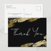 ブラックとゴールドのエレガントなポストカード - ありがとう ポストカード (正面/裏面)