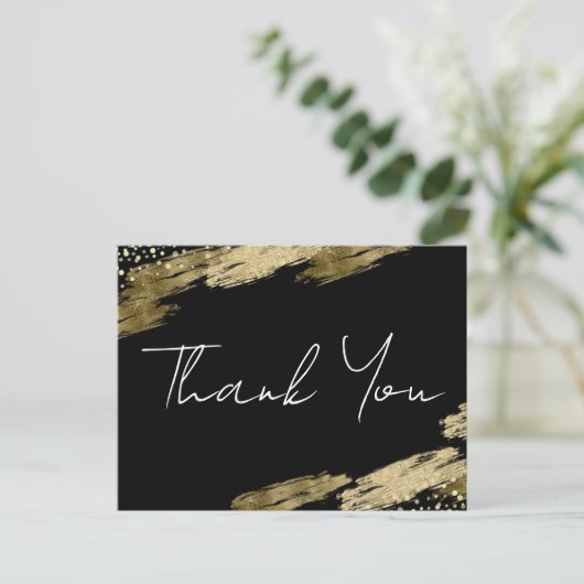 ブラックとゴールドのエレガントなポストカード - 感謝 ポストカード (スタンド正面)