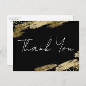 ブラックとゴールドのエレガントなポストカード - 感謝 ポストカード (正面/裏面)