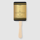 ブラックとゴールドのエレガントな結婚式プログラム ハンドファン (正面)