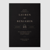 ブラックとゴールドのエレガントな結婚式招待状 ベラム紙招待状 (正面)