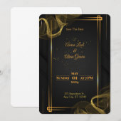 ブラックとゴールドのエレガントな結婚式招待状 招待状 (正面/裏面)