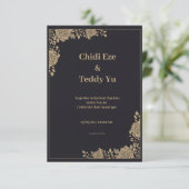 ブラックとゴールドのエレガントな結婚式招待状 招待状 (スタンド正面)