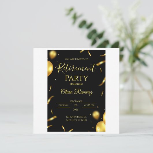 ブラックとゴールドのエレガントな退職祝い (スタンド正面)