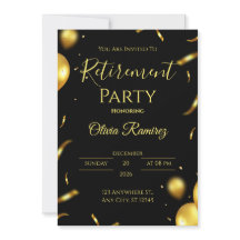 ブラックとゴールドのエレガントな退職祝い