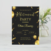 ブラックとゴールドのエレガントな退職祝い 招待状 (スタンド正面)