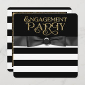 ブラックとゴールドのエンゲージメントパーティー 招待状 (正面/裏面)