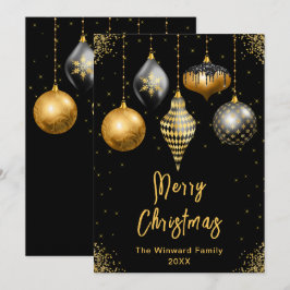 ブラックとゴールドのオーナメント メリークリスマス シーズンカード