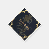 ブラックとゴールドのカスタマイズペーパーナプキン スタンダードカクテルナプキン (角)