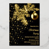 ブラックとゴールドのクリスマスパーティー招待状 箔シーズンカード (正面)