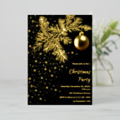 ブラックとゴールドのクリスマスパーティー招待状 箔シーズンカード (立ち正面)