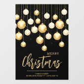 ブラックとゴールドのクリスマス オーナメント ウィンドウサイン (シート)