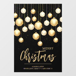 ブラックとゴールドのクリスマス オーナメント ウィンドウサイン