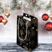 ブラックとゴールドのクリスマス ギフトバッグ