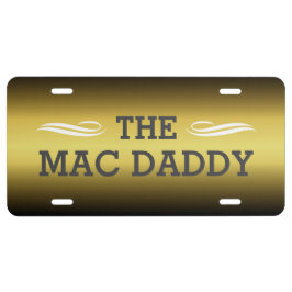ブラックとゴールドのグラデーションにMAC DADDYのフレーズ ナンバープレート