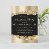 ブラックとゴールドのグラマラスな涙のクリスマスパーティ 招待状 (スタンド正面)