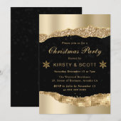 ブラックとゴールドのグラマラスな涙のクリスマスパーティ 招待状 (正面/裏面)