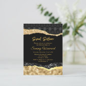 ブラックとゴールドのグラマラスな涙のスイート16 ポストカード (スタンド正面)