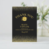 ブラックとゴールドのグリッター写真 卒業 サンキューカード (スタンド正面)
