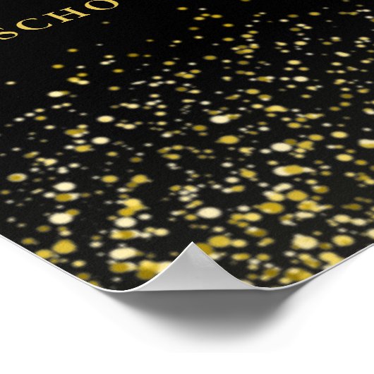 ブラックとゴールドのグリッター看護卒業サイン ポスター (角)