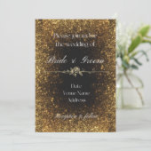 ブラックとゴールドのグリッター結婚式招待状 招待状 (スタンド正面)