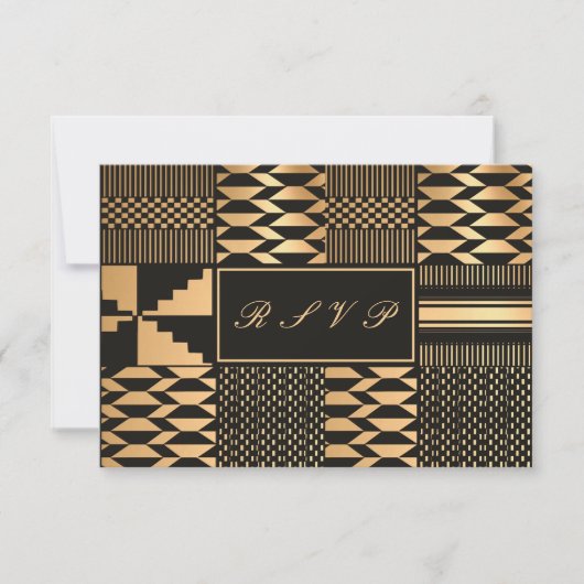 ブラックとゴールドのケンテ 出欠カード (正面)