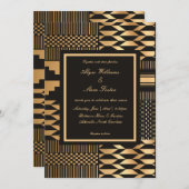 ブラックとゴールドのケンテ 招待状 (正面/裏面)