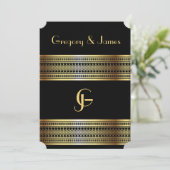 ブラックとゴールドのゲイ/レズビアン結婚式招待状 招待状 (スタンド正面)