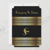 ブラックとゴールドのゲイ/レズビアン結婚式招待状 招待状 (正面)