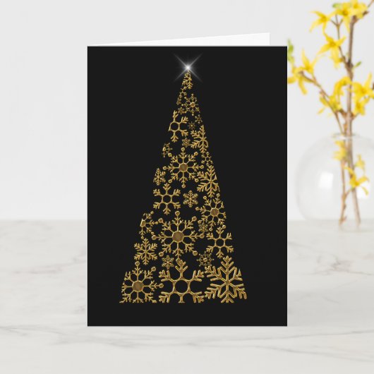 ブラックとゴールドのコンテンポラリークリスマス カード (黄色い花)