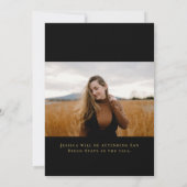 ブラックとゴールドのコンフェッティ写真 卒業パーティー 招待状 (裏面)