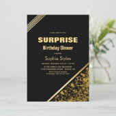 ブラックとゴールドのサプライズ誕生日ディナー 招待状 (スタンド正面)