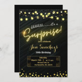 ブラックとゴールドのサプライズ バジェット  招待QRコードF 招待状 (正面/裏面)