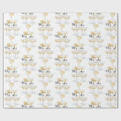 ブラックとゴールドのシャンパンタワー ウェディング ラッピングペーパー (フラット)